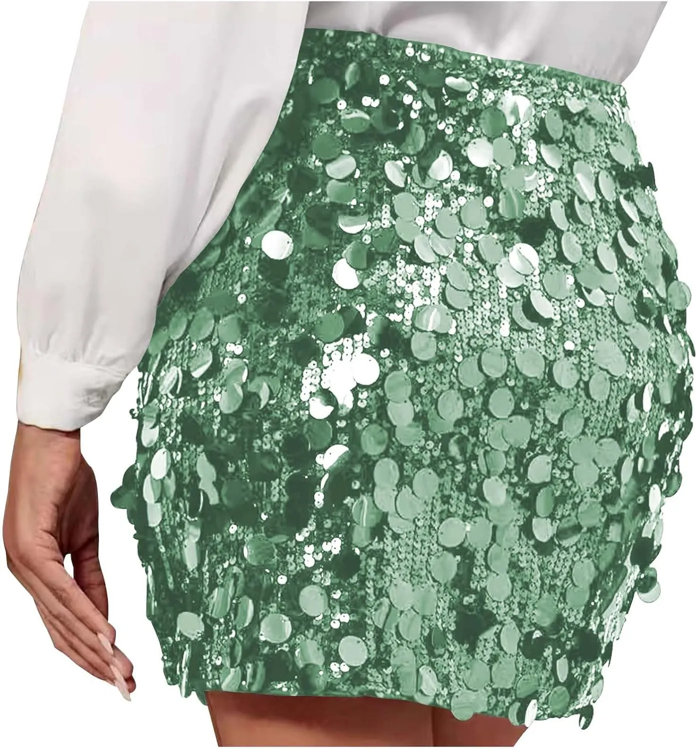 2025 Mini Sequin Skirt for Women Sexy High Waist Stretchy Pencil Bodycon Night Out Party Club Sparkly Skirts