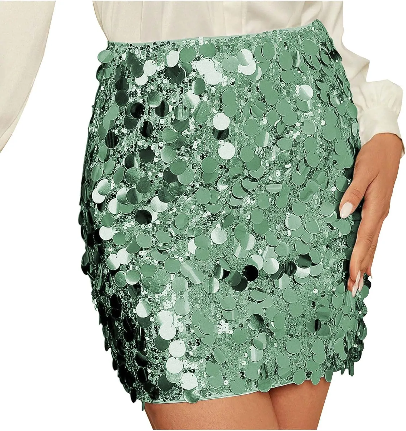 2025 Mini Sequin Skirt for Women Sexy High Waist Stretchy Pencil Bodycon Night Out Party Club Sparkly Skirts