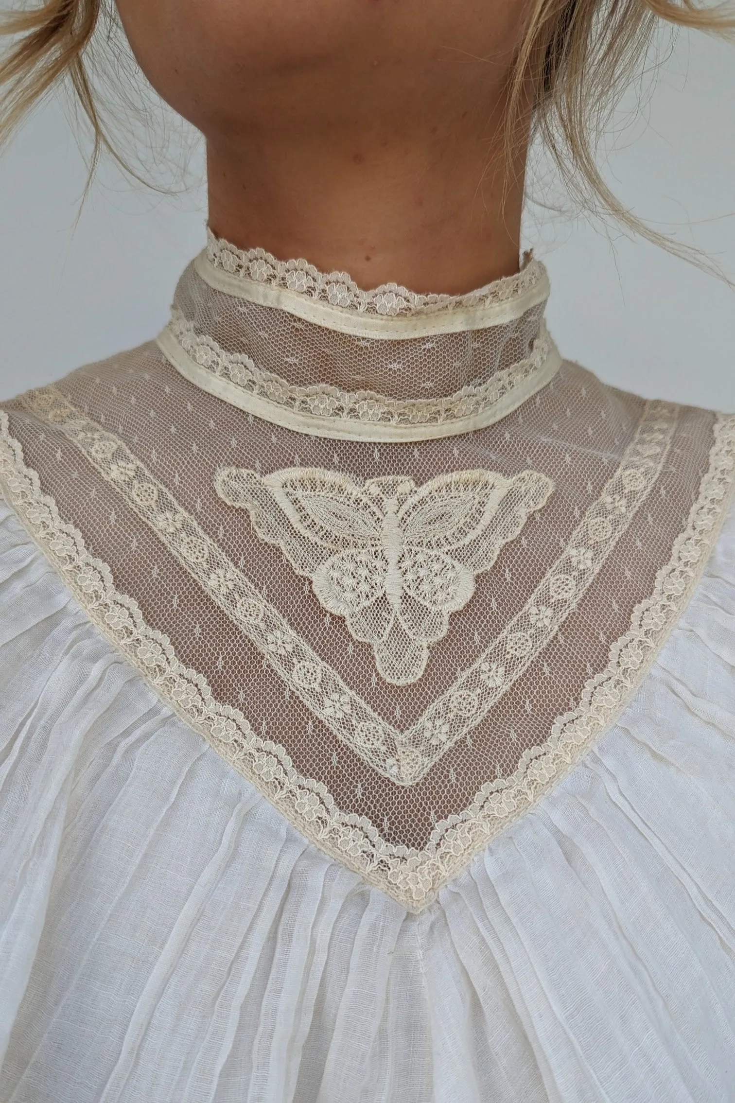 70s High Collared Victorian Style Dress