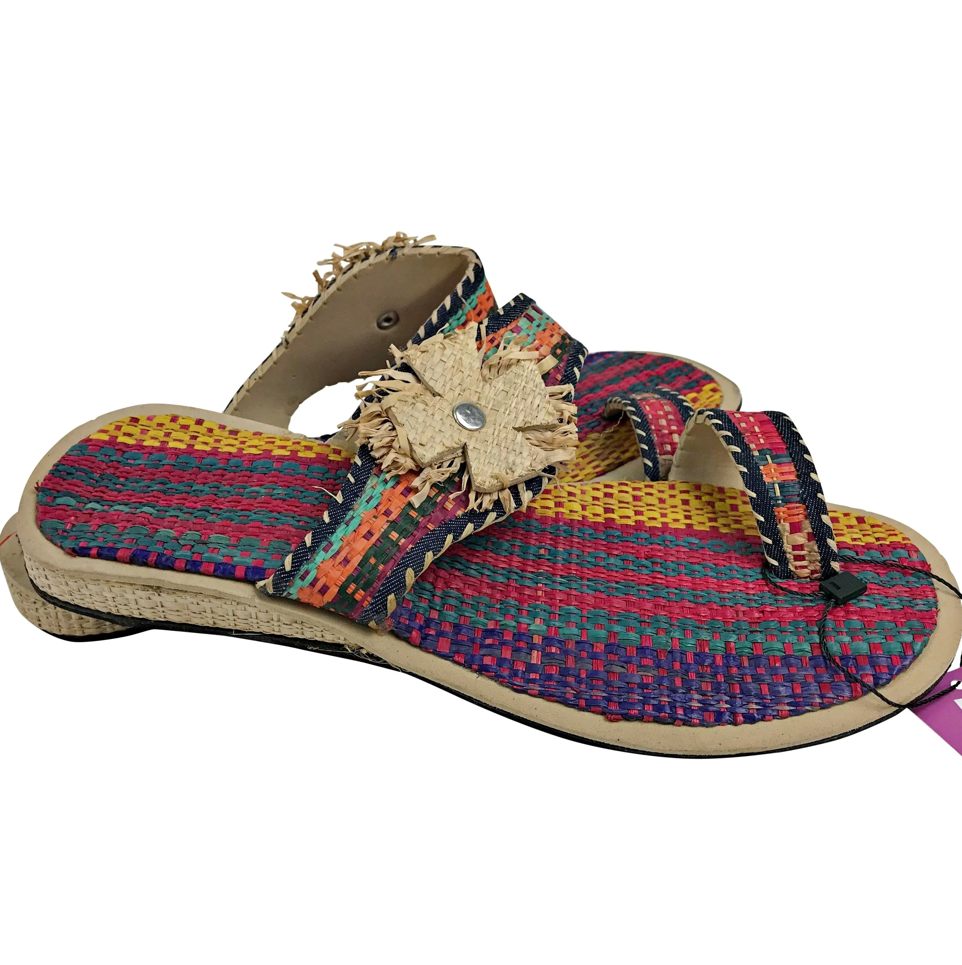 African Raffia Fibers Women's Sandals Size: 7.5