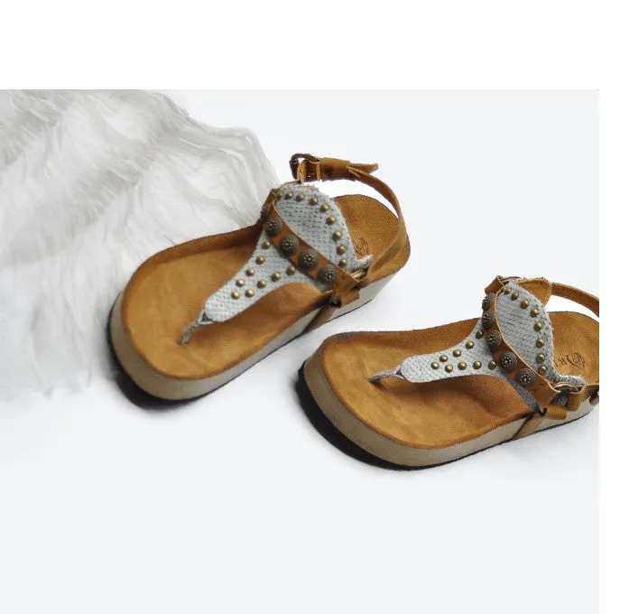 ARTMU TOE POST STUDDED SANDALS