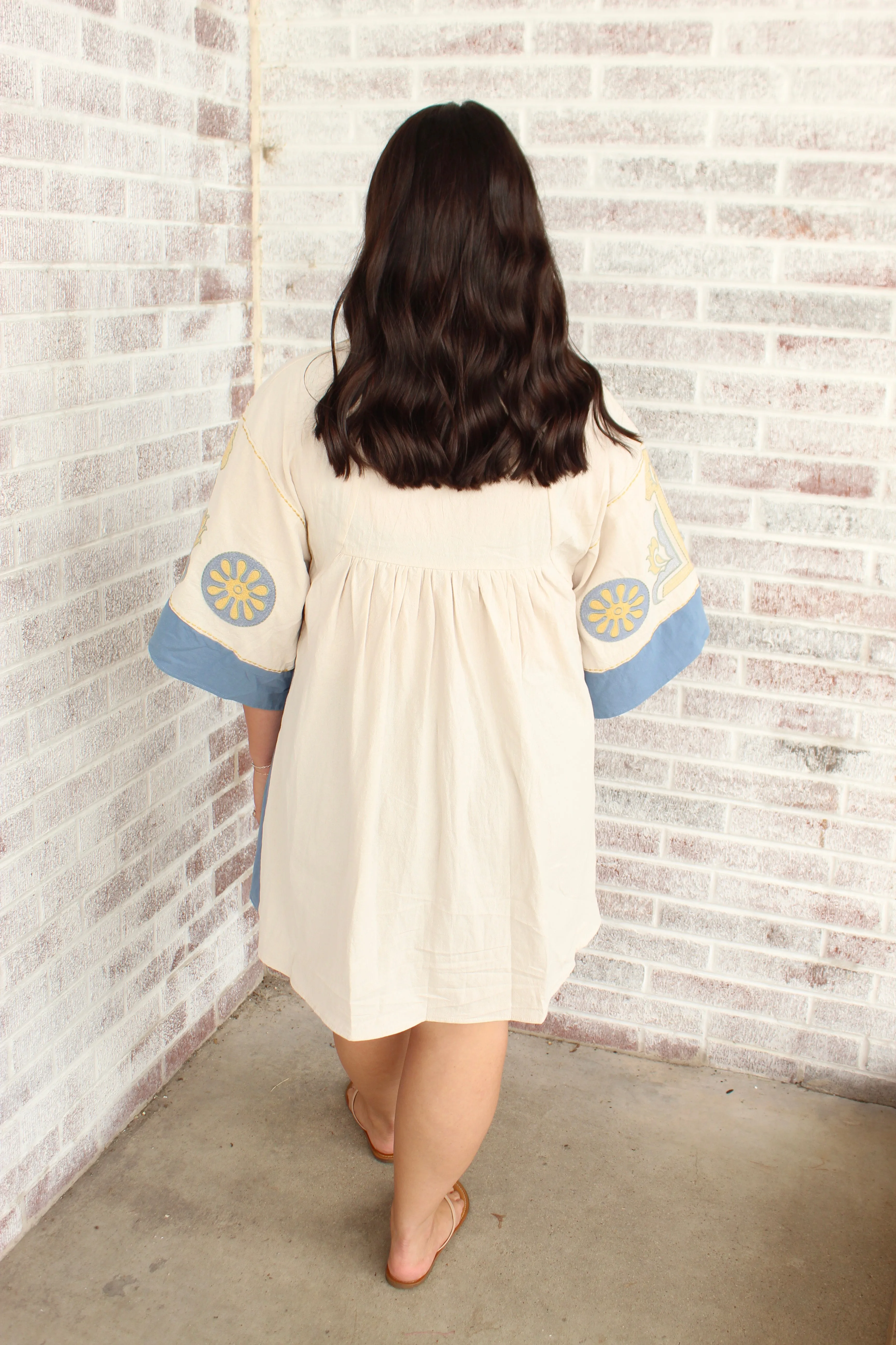 Beautiful Soul Floral Embroidered V Neck Mini Dress
