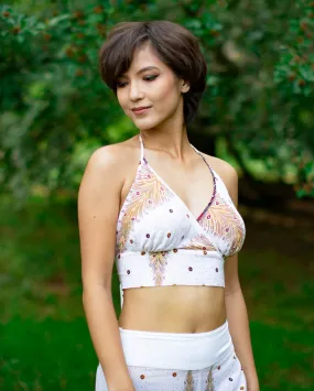 Bikini Crop Top Peacock White