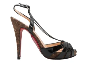 Black Christian Louboutin Patent Slingback Heeled Sandals Size 35.5
