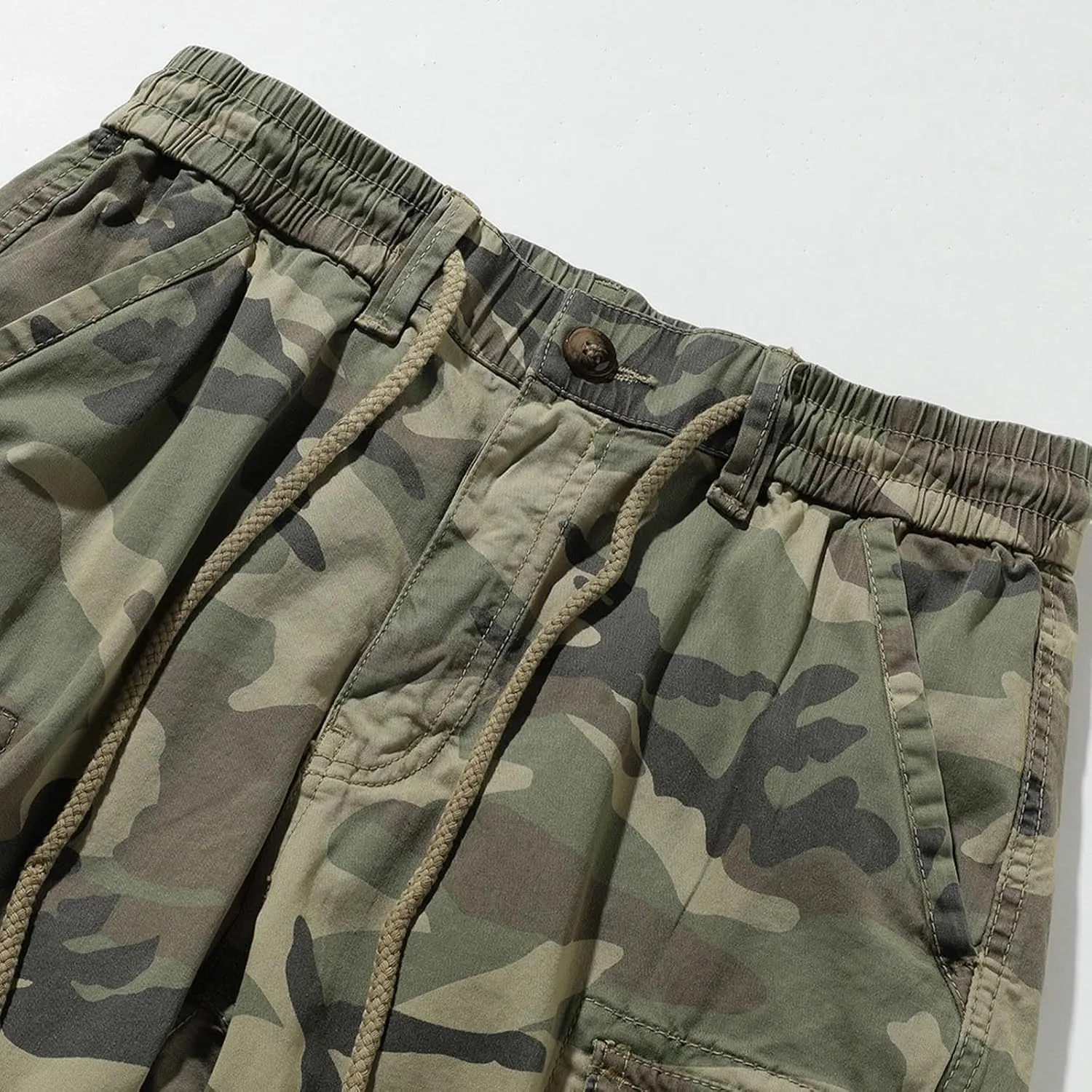 Cargo Shorts for Men Cotton Relaxed Fit Workout Twill Shorts Mens Stylish Camo Casual Shorts Summer Elastic Waist