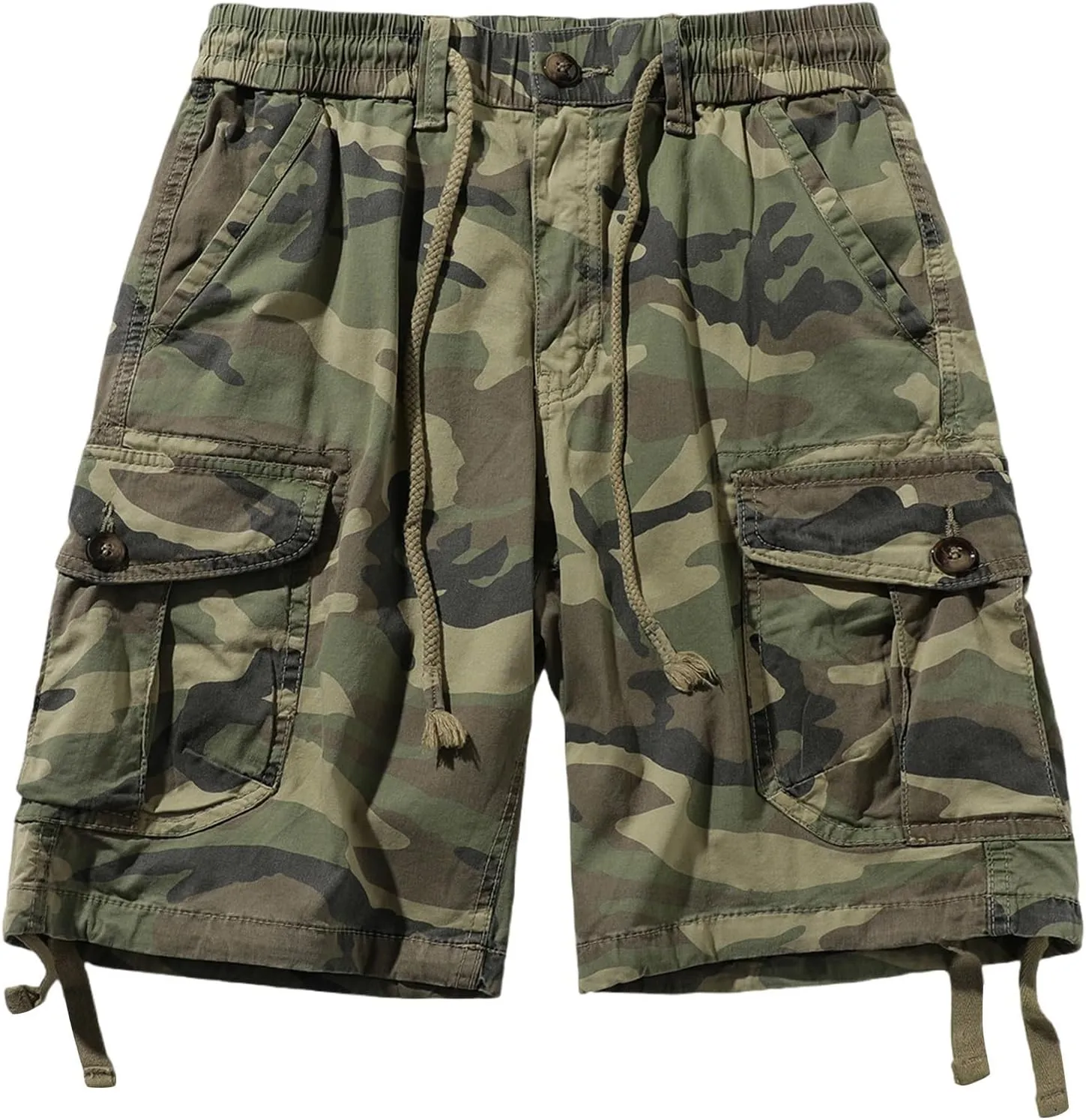 Cargo Shorts for Men Cotton Relaxed Fit Workout Twill Shorts Mens Stylish Camo Casual Shorts Summer Elastic Waist