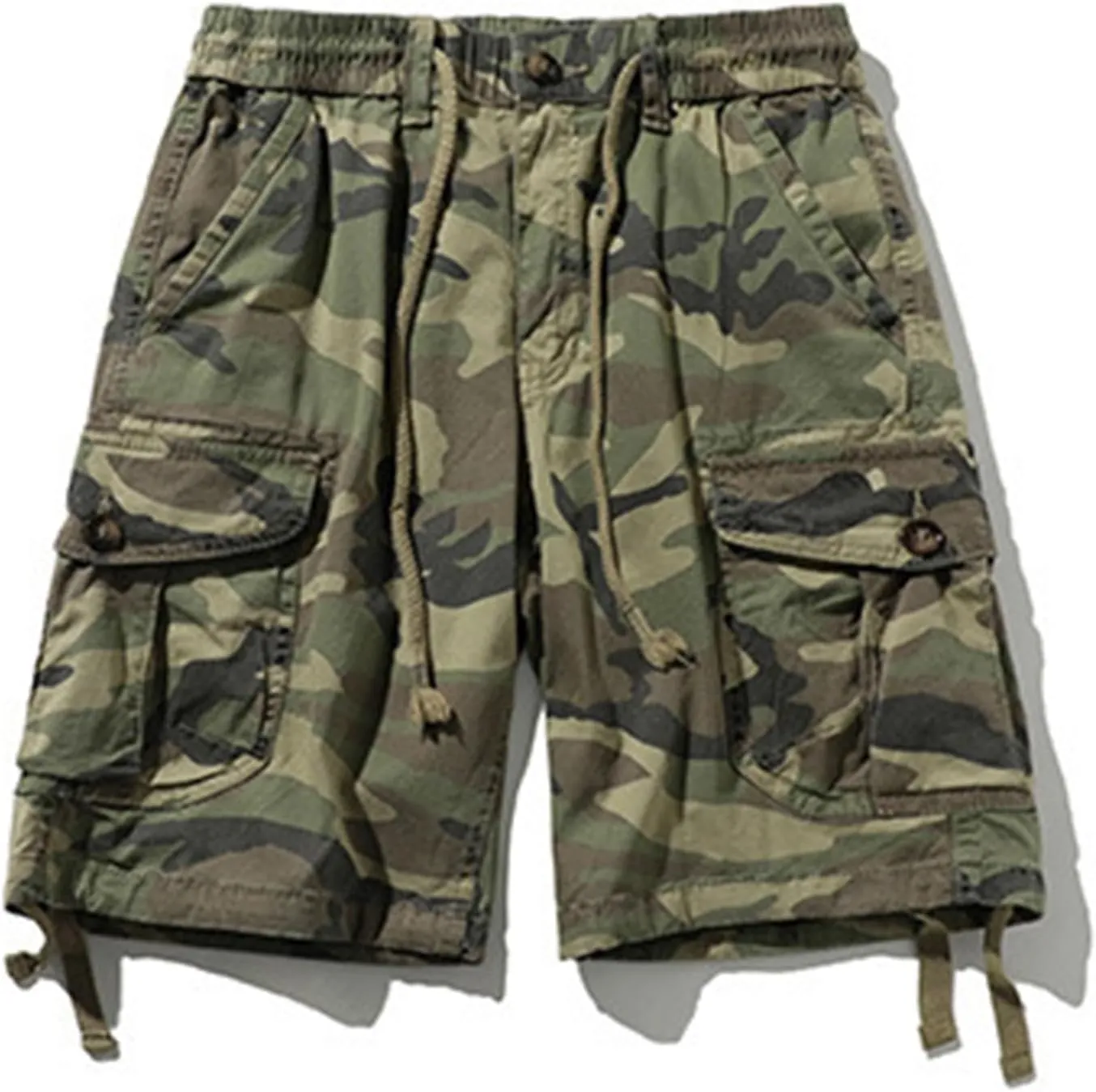 Cargo Shorts for Men Cotton Relaxed Fit Workout Twill Shorts Mens Stylish Camo Casual Shorts Summer Elastic Waist