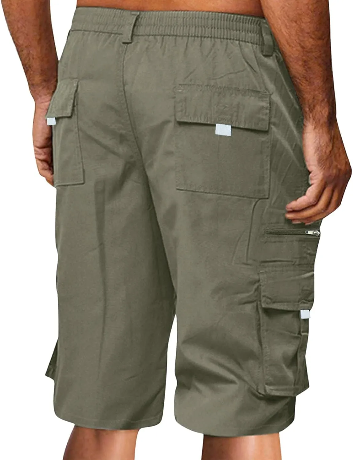Cathalem Cargo Shorts for Men, Men's Elastic Waist Cargo Shorts Summer Relaxed Fit Outdoor Work Shorts Athletic Shorts