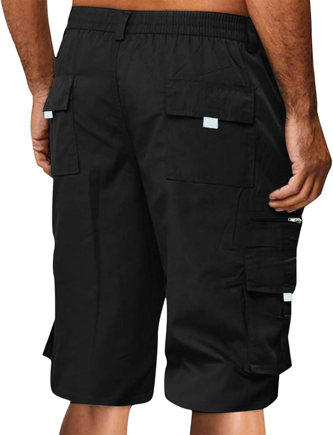 Cathalem Cargo Shorts for Men, Men's Elastic Waist Cargo Shorts Summer Relaxed Fit Outdoor Work Shorts Athletic Shorts
