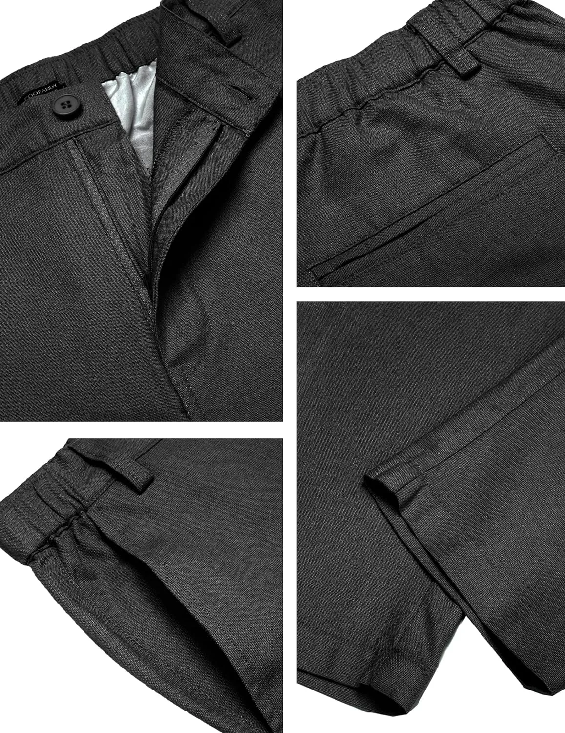 COOFANDY Men's Cotton Linen Pants Elastic Waist Lightweight Casual Pants Slim Fit Yoga Beach Pants with Pockets
