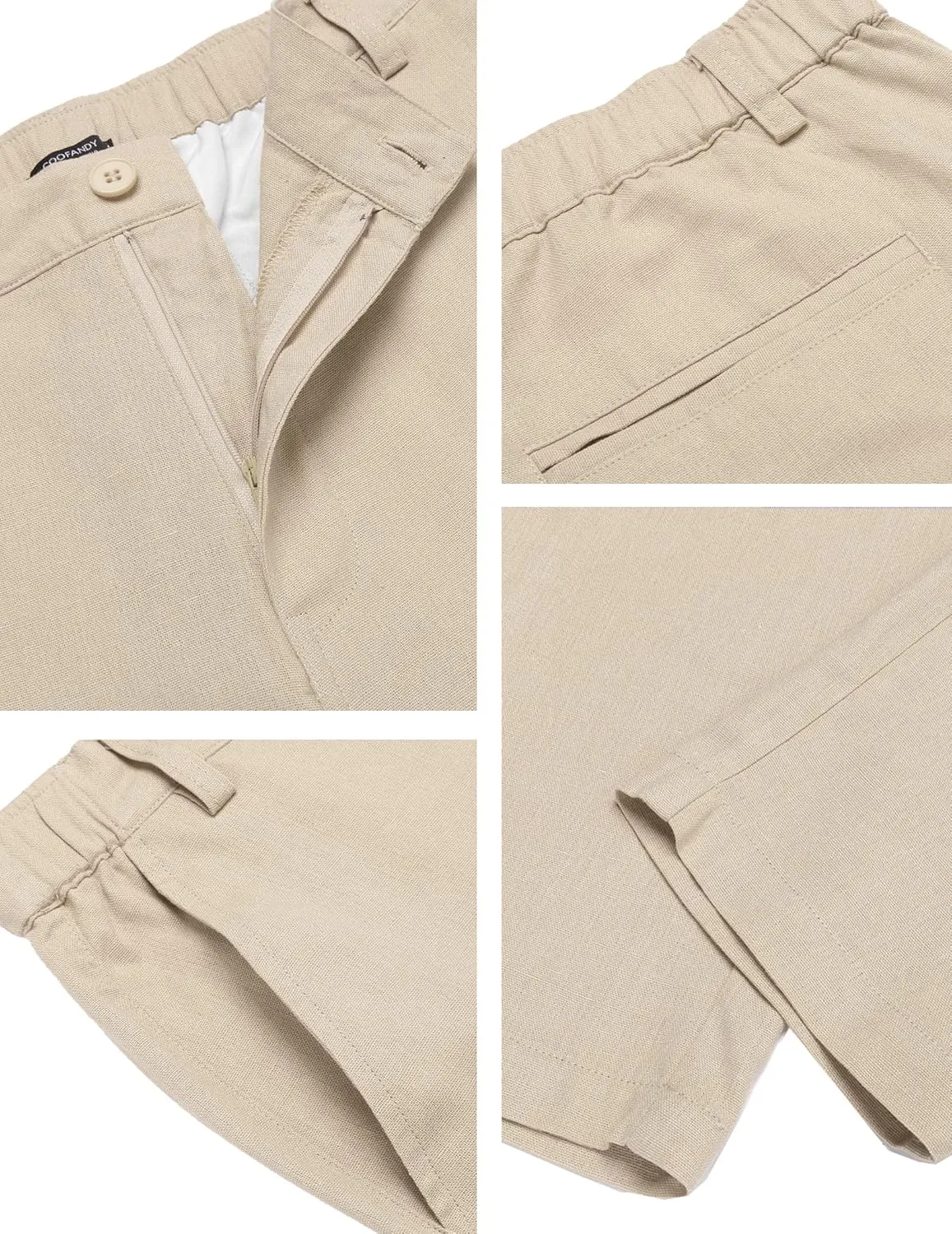 COOFANDY Men's Cotton Linen Pants Elastic Waist Lightweight Casual Pants Slim Fit Yoga Beach Pants with Pockets