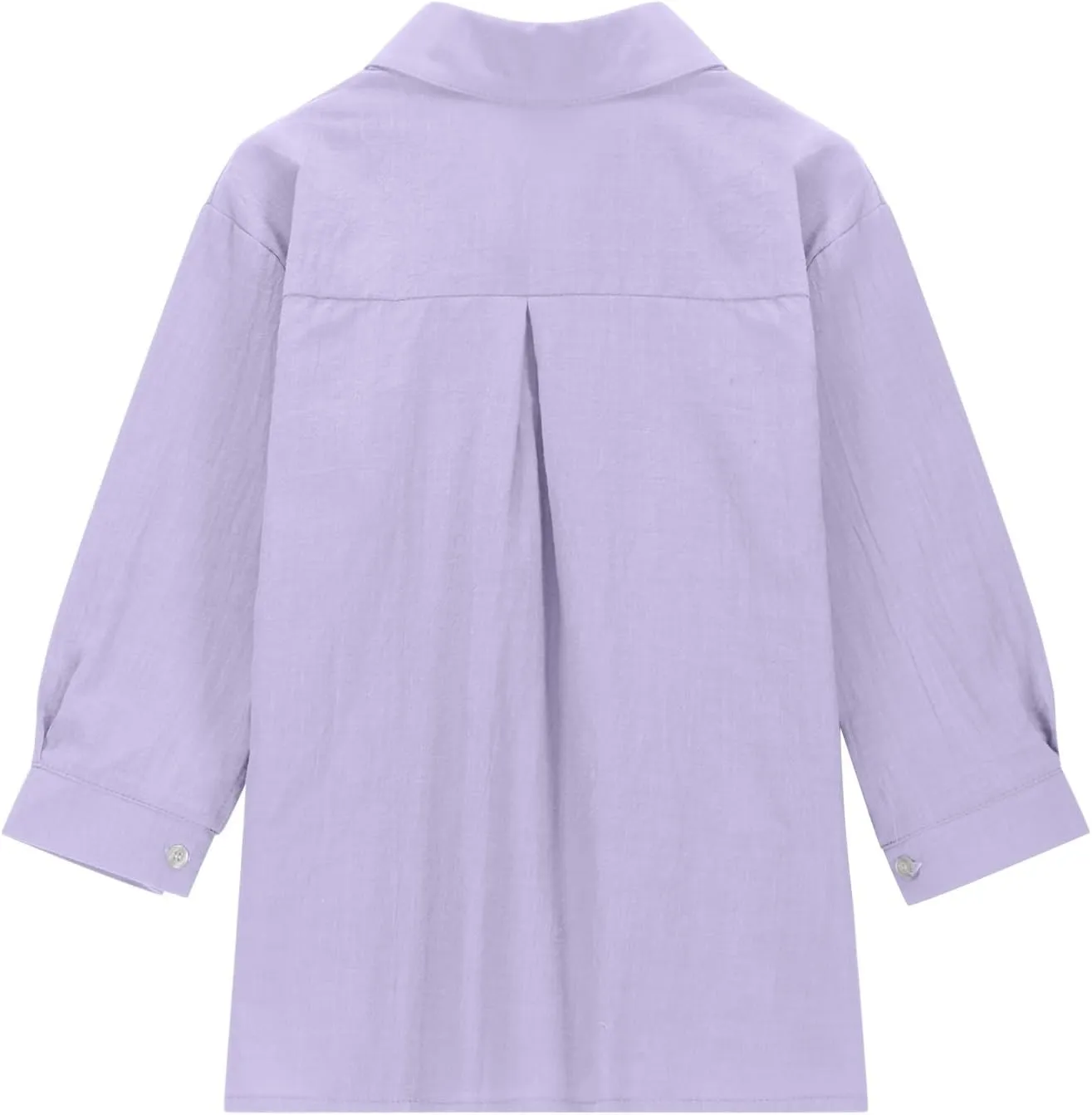 Cotton Linen Shirts for Girls Summer Spring Holiday Tops Casual Loose Fit Breathable Button Down Roll Up Sleeve Shirt