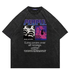 Cyberpunk t-shirt vintage wash psychedelic top poster tee