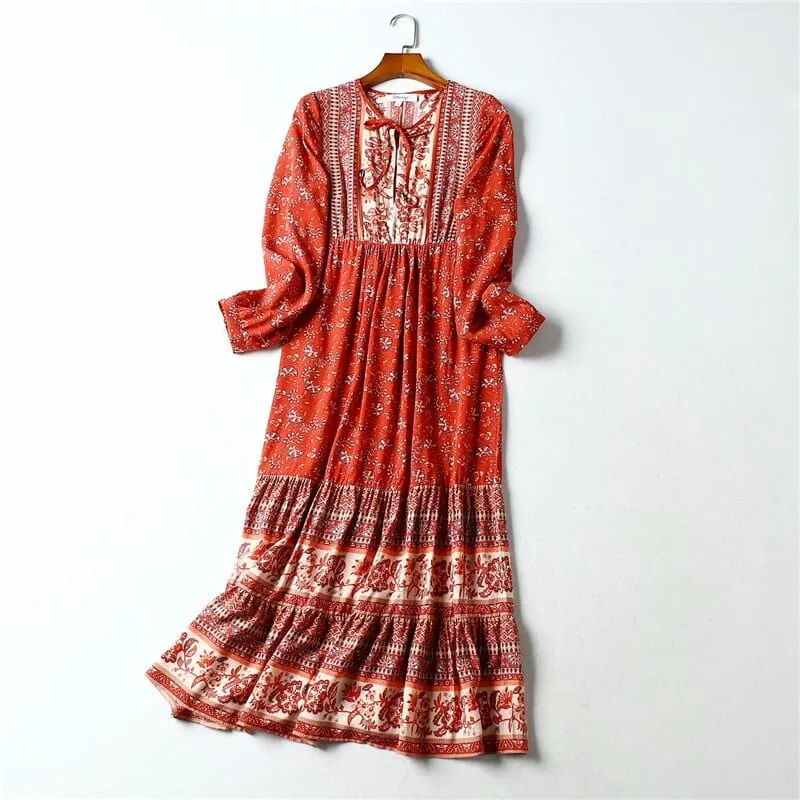Elin Long Sleeve Boho Maxi Dress