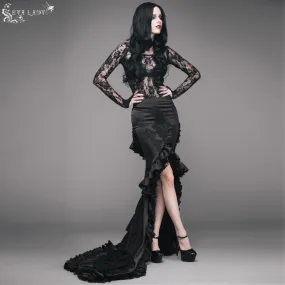 ESKT010 Short front and long back multi-layer wavy flounces floor length gown stretchy half skirts