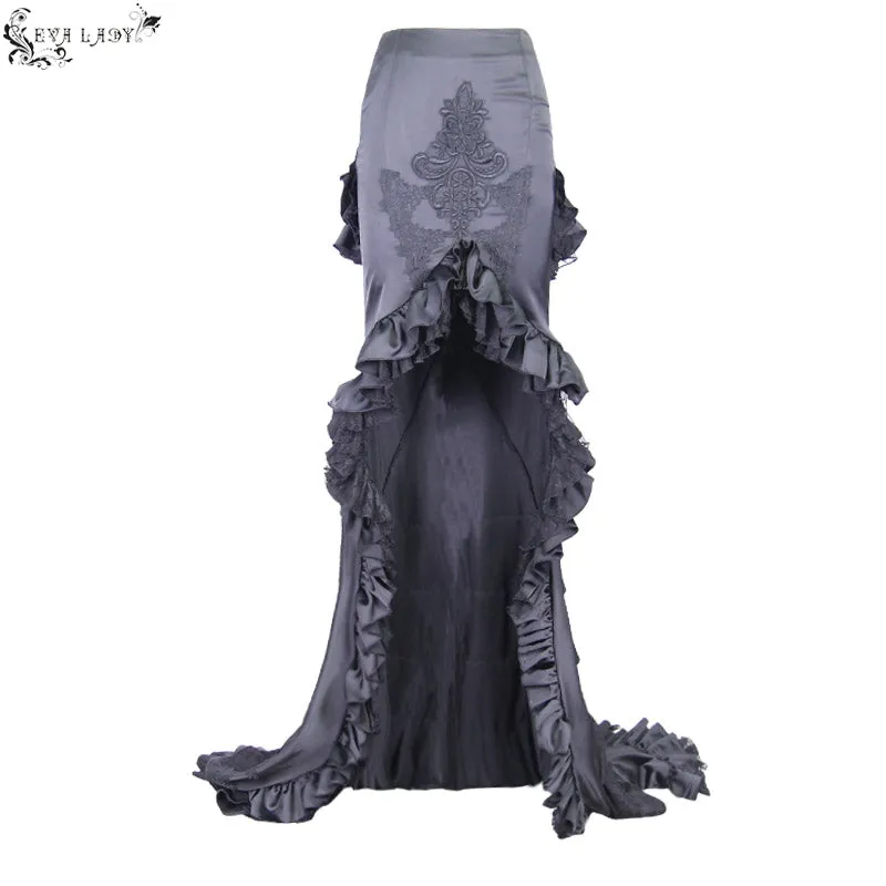 ESKT010 Short front and long back multi-layer wavy flounces floor length gown stretchy half skirts