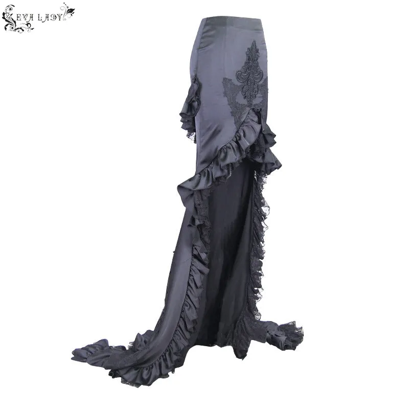 ESKT010 Short front and long back multi-layer wavy flounces floor length gown stretchy half skirts