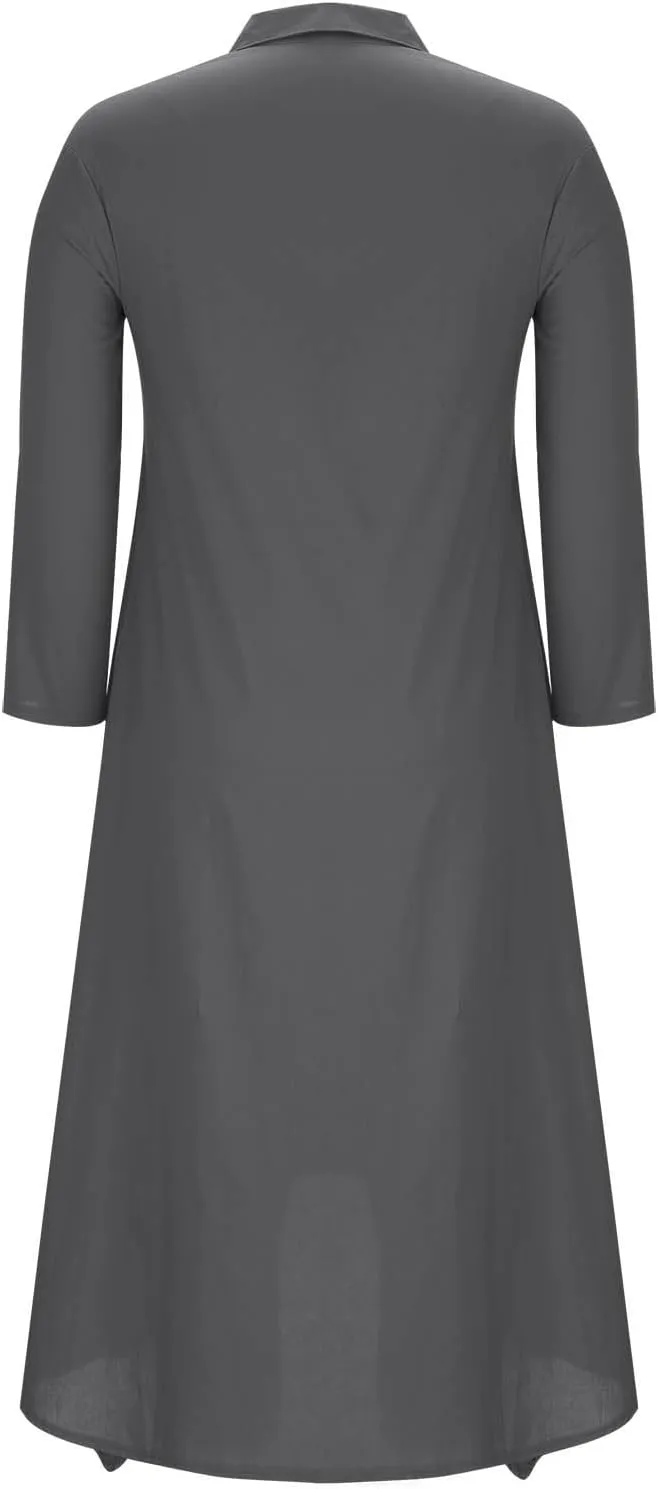 Finelylove Womens Summer Maxi Dresses 2025 Long Sleeve Button Down Shirt Dress Plus Size Cotton Linen Beach Vacation Dress
