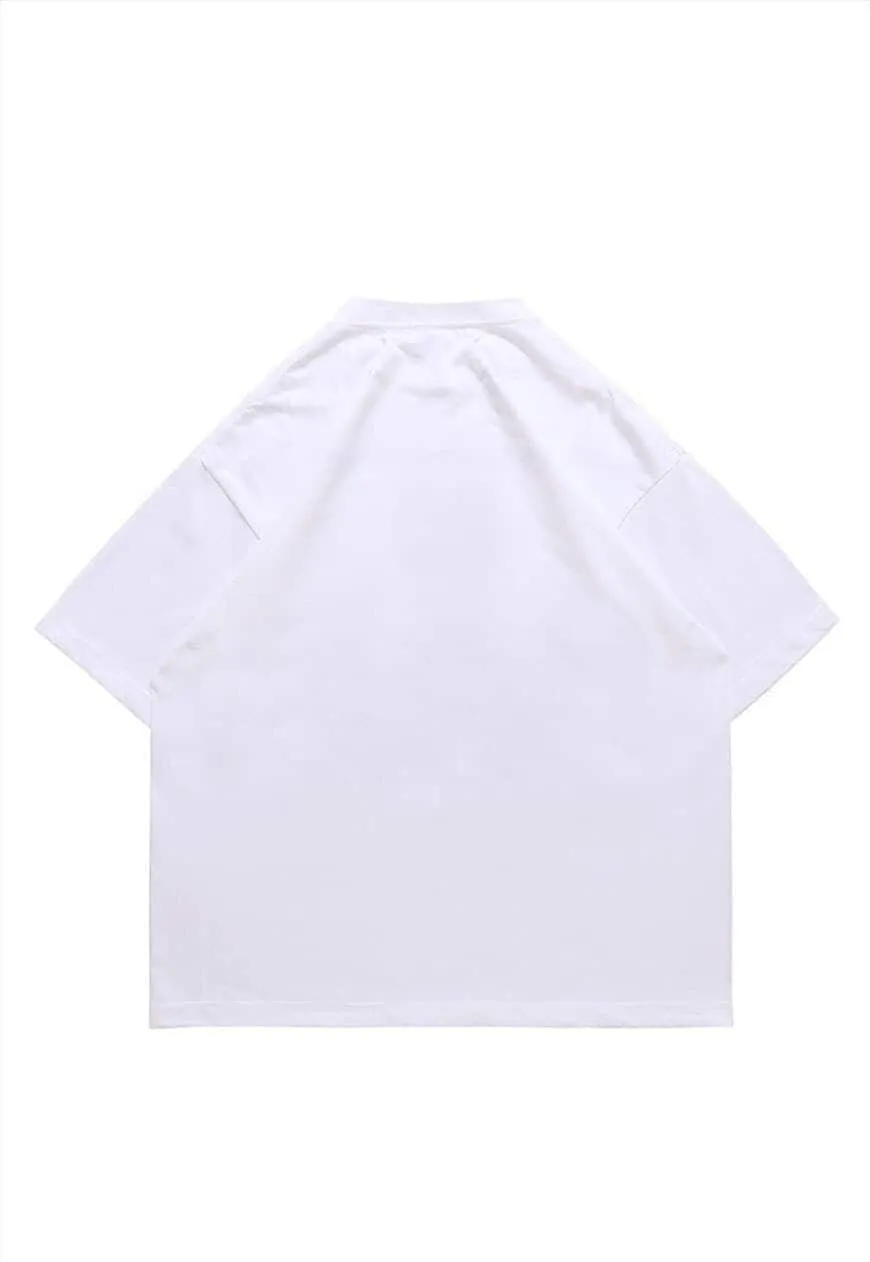 Ghost print t-shirt retro hands print tee scary top in white