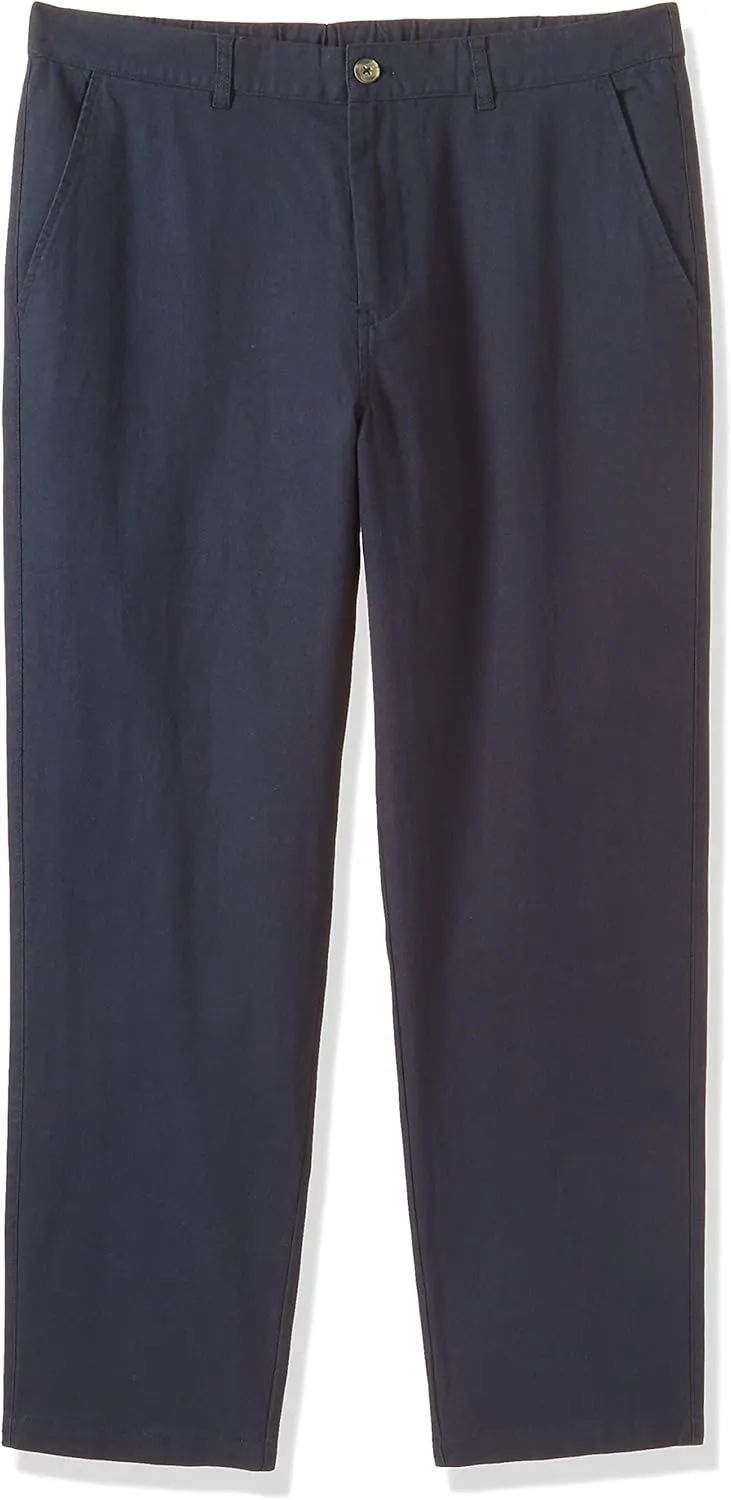 Isle Bay Mens Casual Linen Pants Relax Fit Elastic Waist Straight Leg Comfy Lounge Long Trouser Drawstring Straight Pant