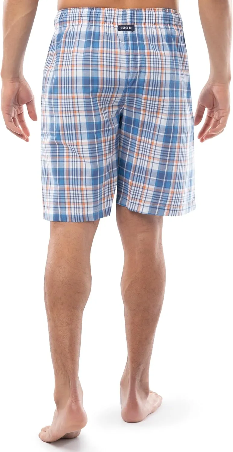 IZOD mens Printed Poplin Relaxed Fit Drawstring Sleep Shorts