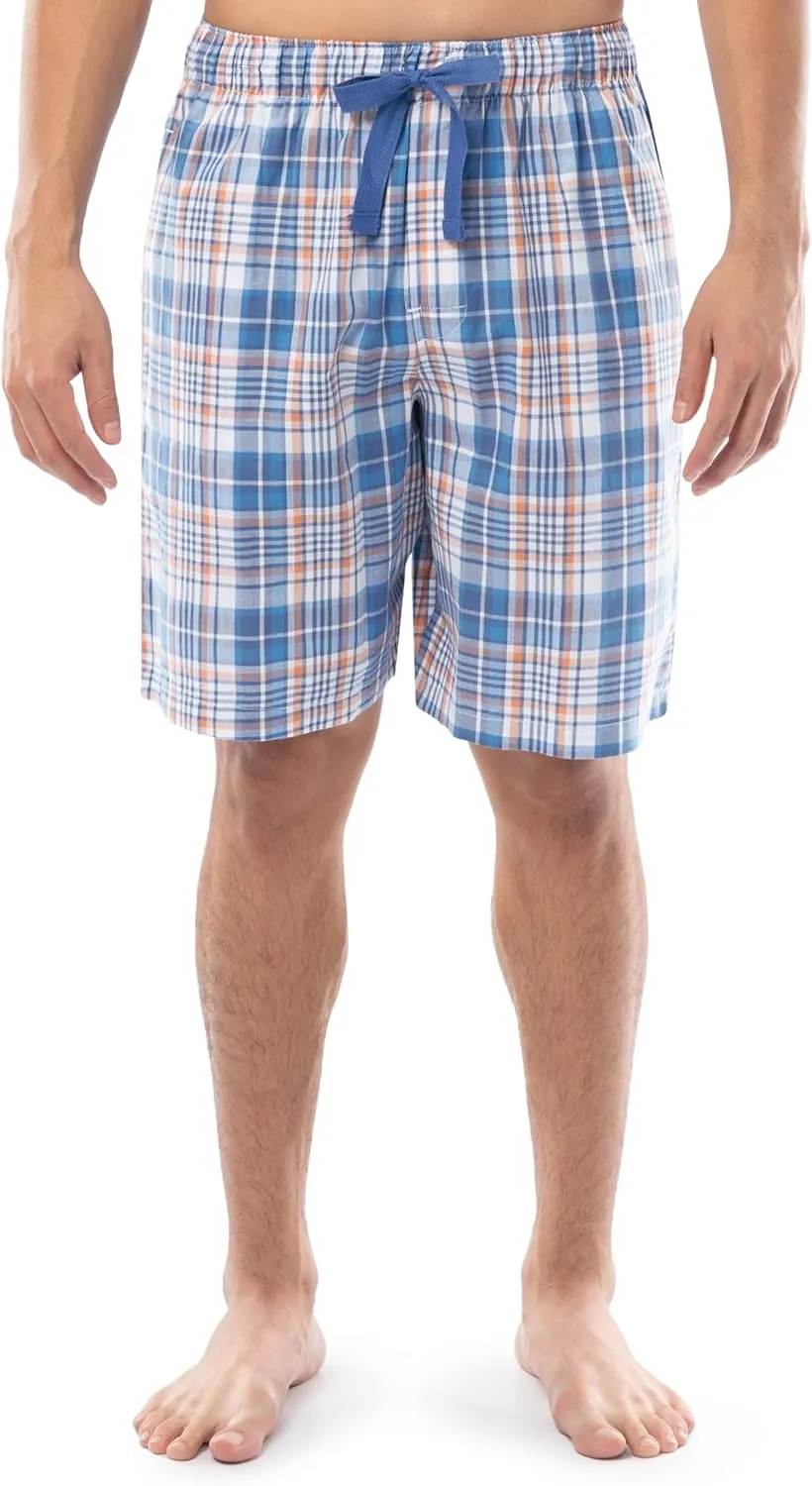 IZOD mens Printed Poplin Relaxed Fit Drawstring Sleep Shorts