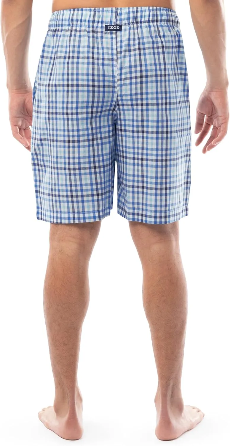 IZOD mens Printed Poplin Relaxed Fit Drawstring Sleep Shorts