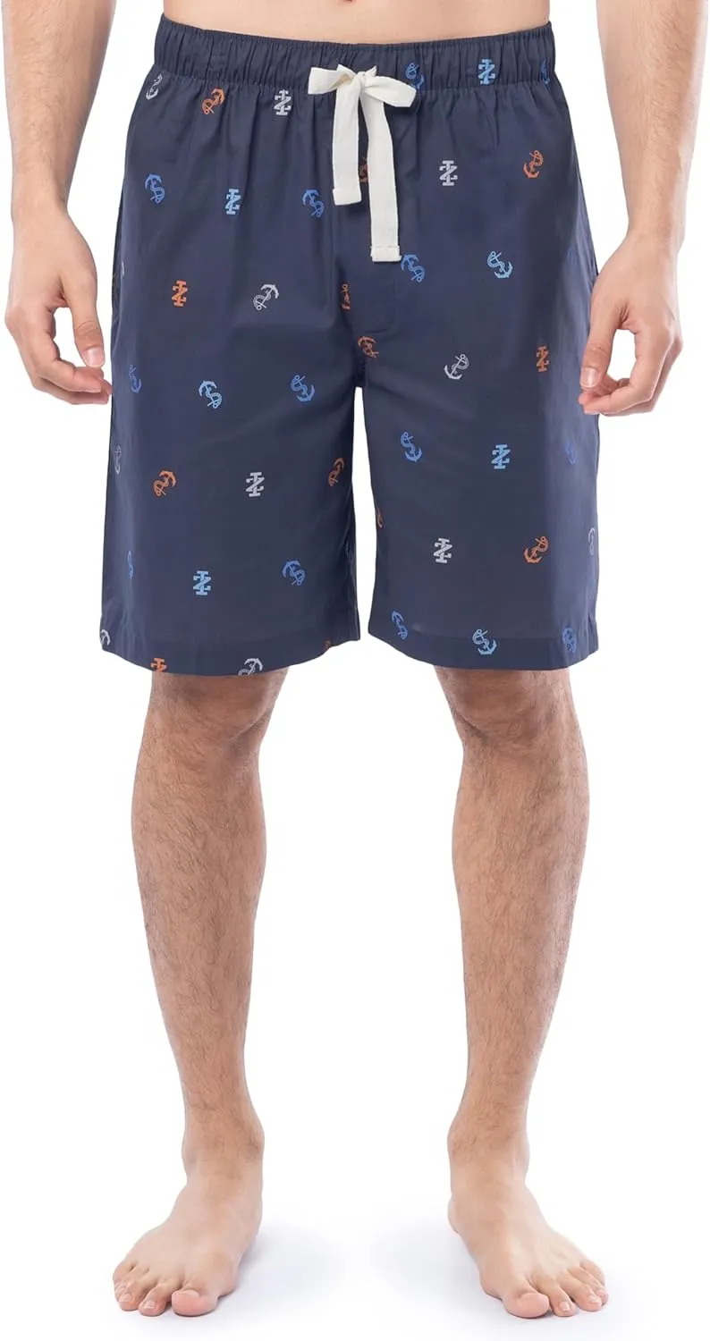 IZOD mens Printed Poplin Relaxed Fit Drawstring Sleep Shorts