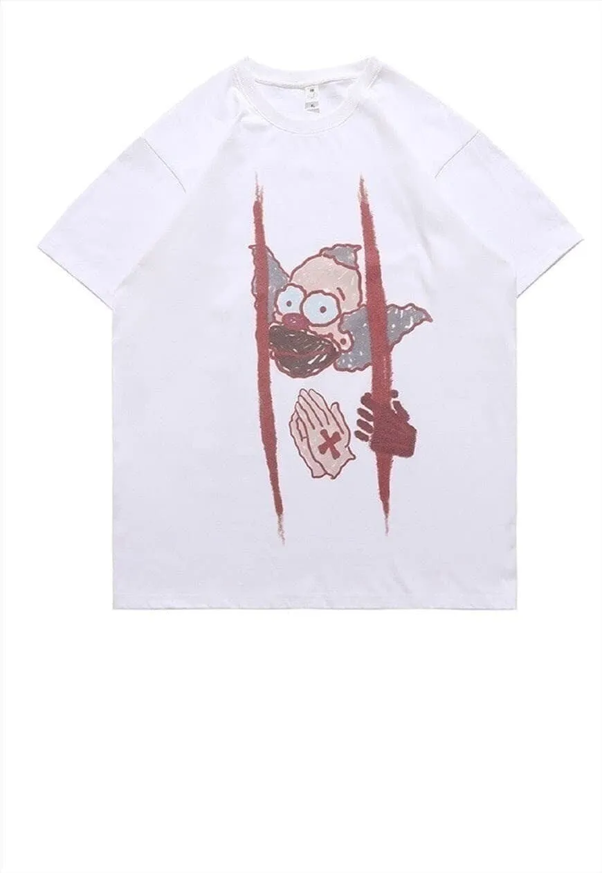 Krusty clown t-shirt the Simpsons tee retro top in white
