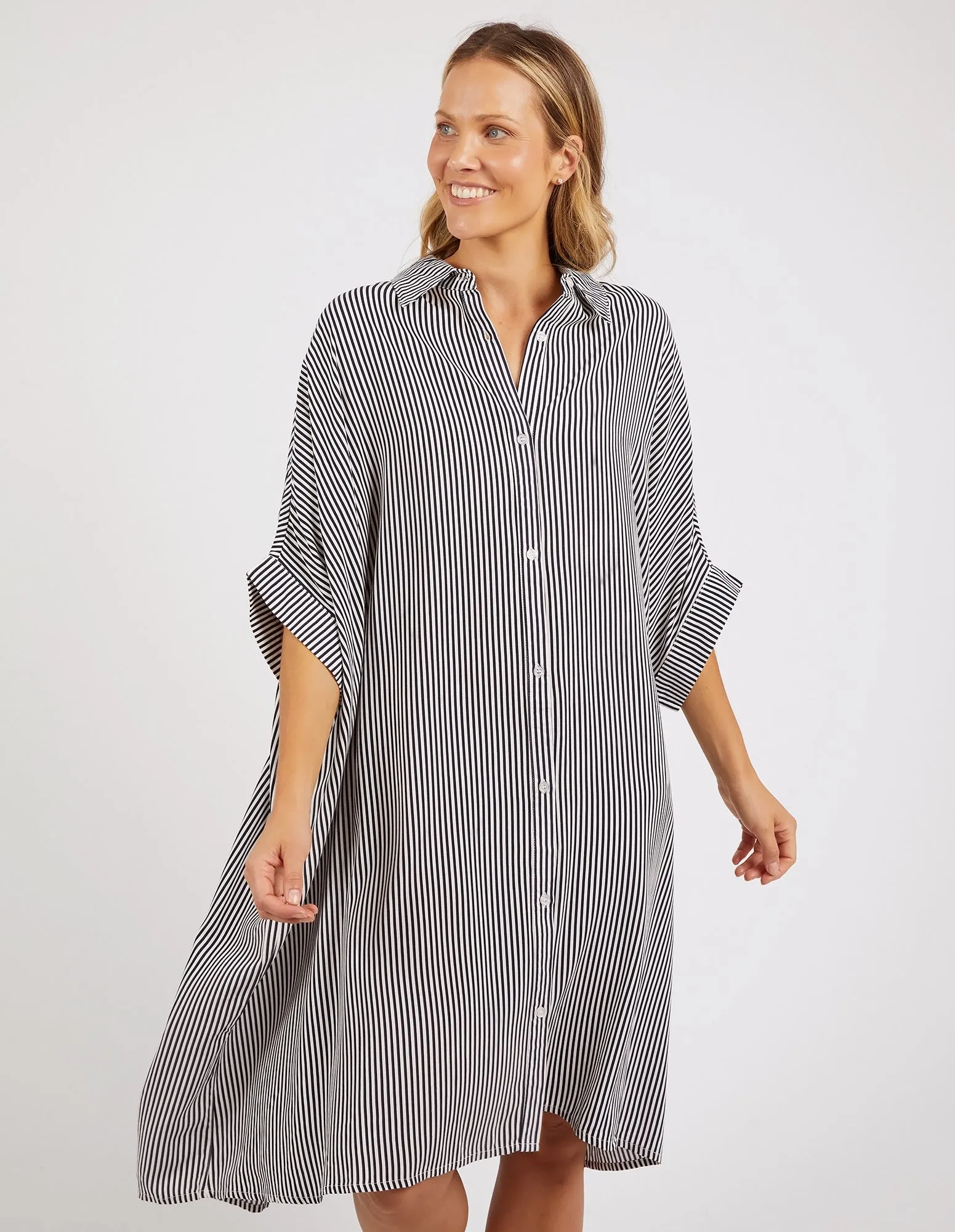 Luna Dress Navy & White Stripe