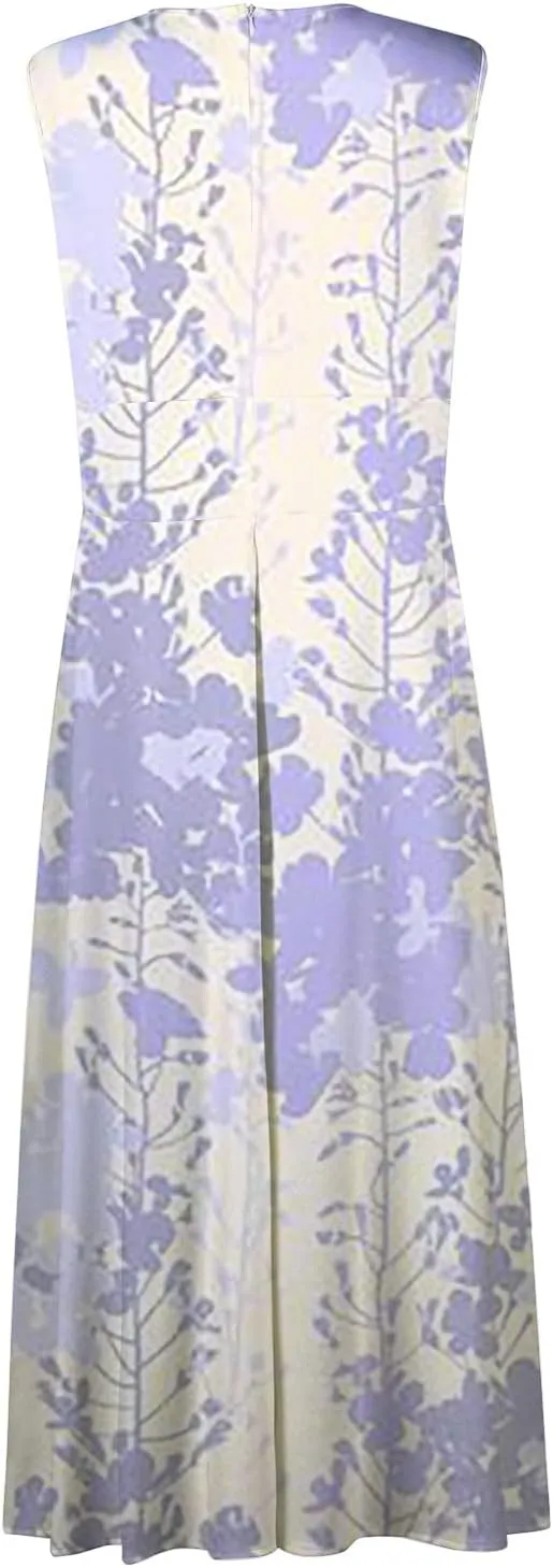 Maxi Dress for Women Sleeveless Printed Dresses High Waiste Deep V Neck Sundresses Beach Boho Dress Maxi Long Dress