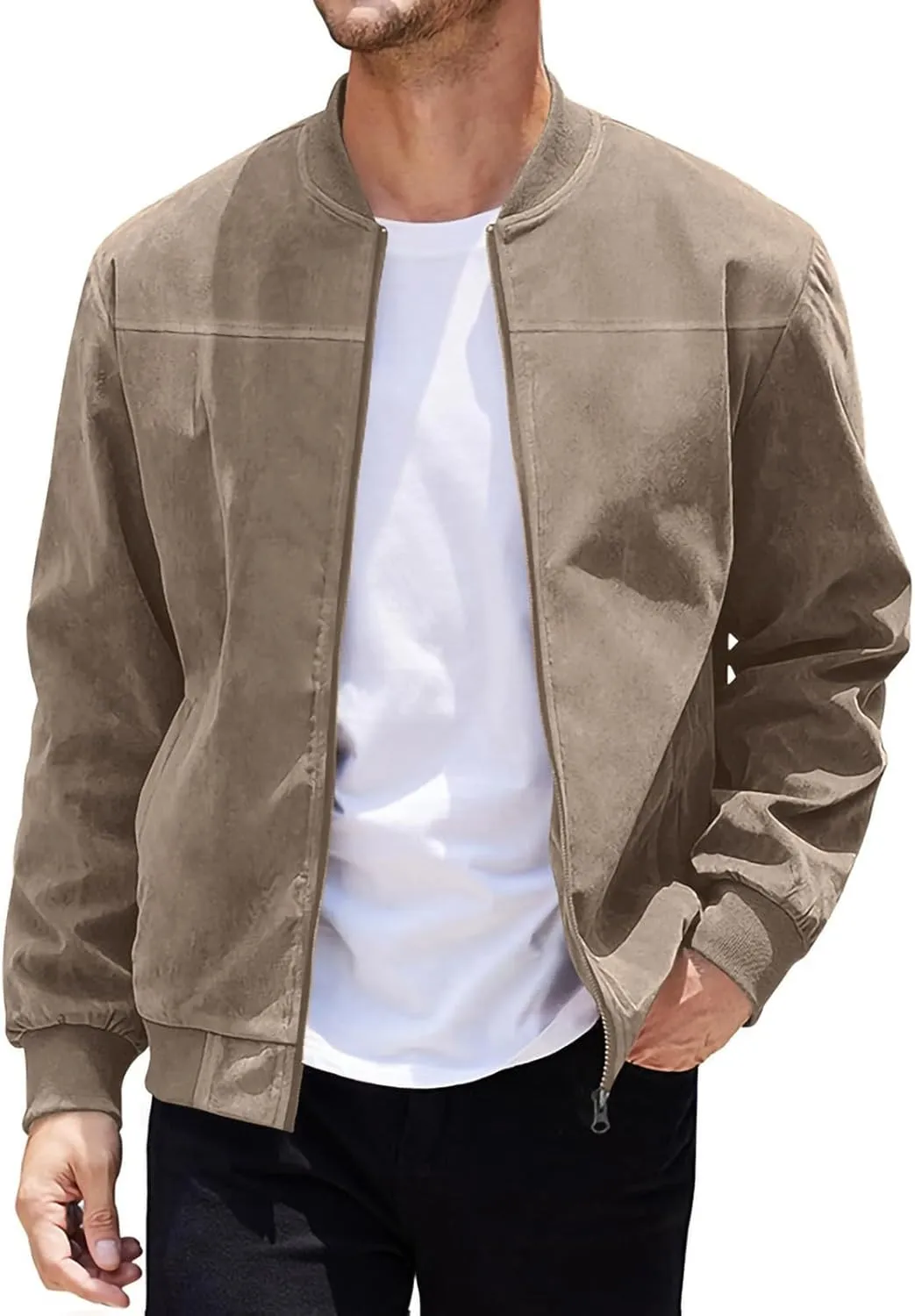 Men's Casual Jacket Men's Casual Plus Size Suede Zipper Tops Men's Jacket Long Sleeved Hooded Casual Jacket/jacket