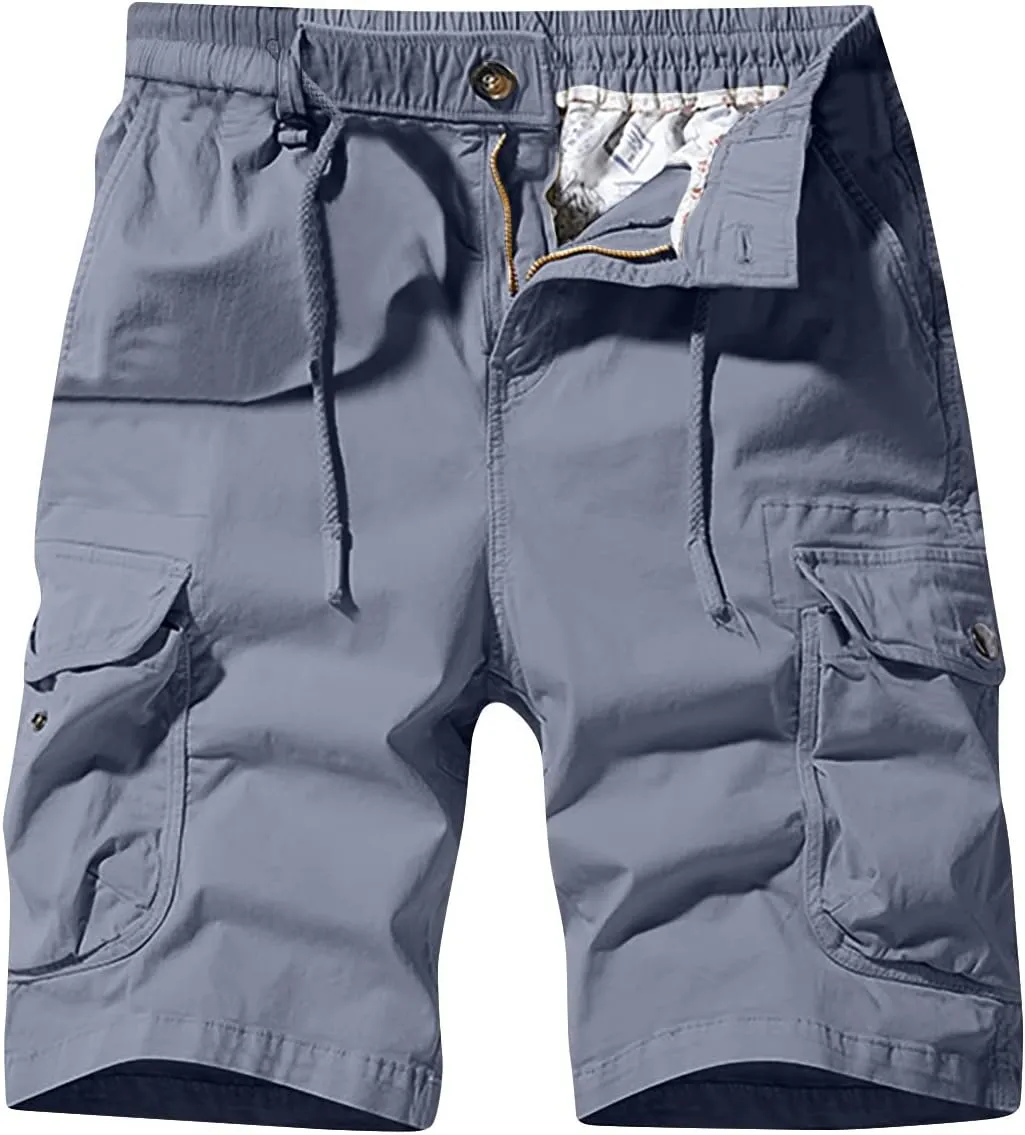 Men's Cotton Twill Cargo Shorts Classic Relaxed Fit Tactical Shorts Casual Outdoor Fishing Shorts with Multi Pockets