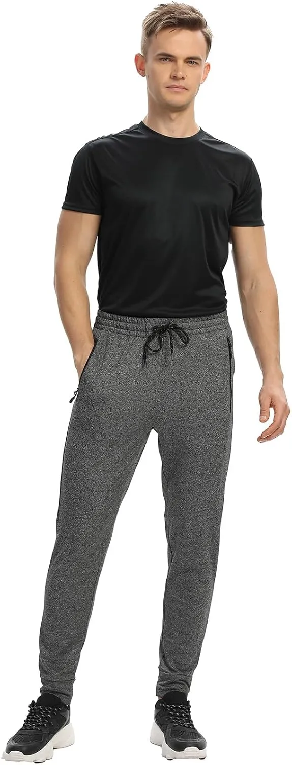 Men's Jogger Sweatpants with Zipper Pockets Track Joggers Workout Gym Sweat Pants for Men(1 Pack/2 Pack)