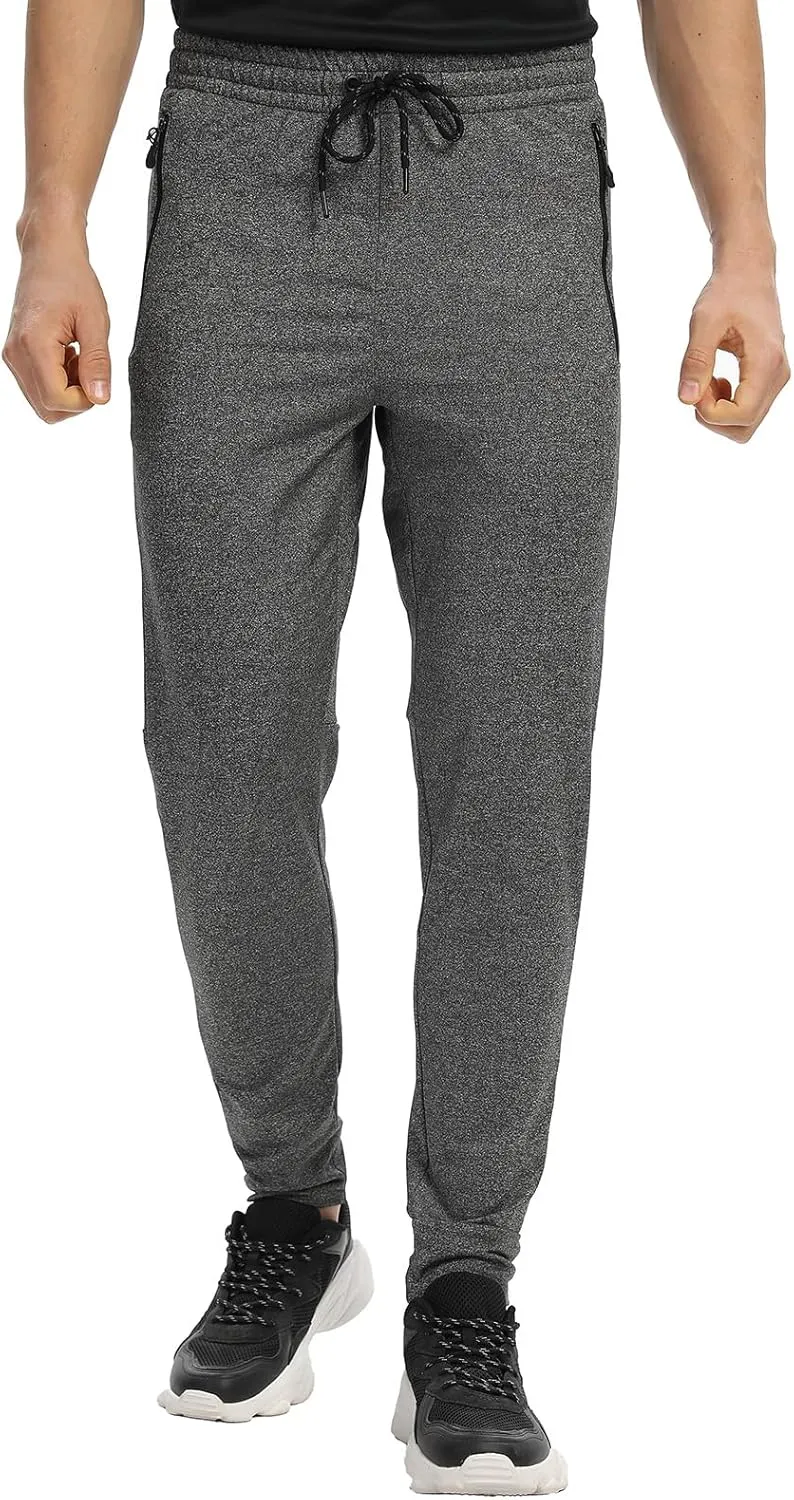 Men's Jogger Sweatpants with Zipper Pockets Track Joggers Workout Gym Sweat Pants for Men(1 Pack/2 Pack)