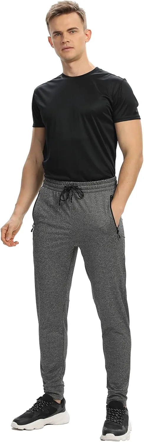 Men's Jogger Sweatpants with Zipper Pockets Track Joggers Workout Gym Sweat Pants for Men(1 Pack/2 Pack)