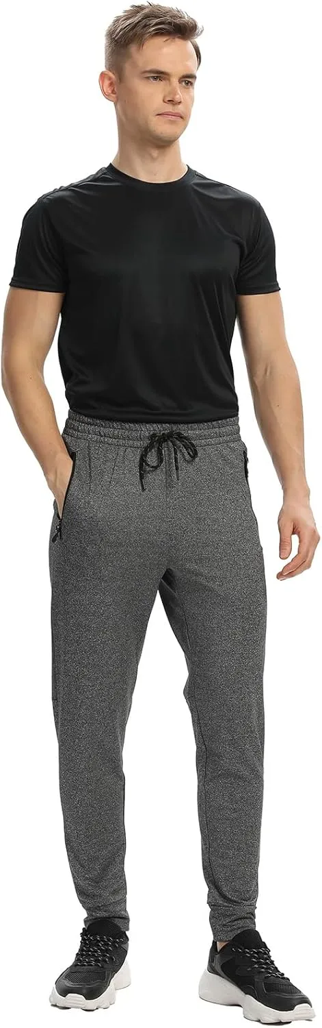 Men's Jogger Sweatpants with Zipper Pockets Track Joggers Workout Gym Sweat Pants for Men(1 Pack/2 Pack)