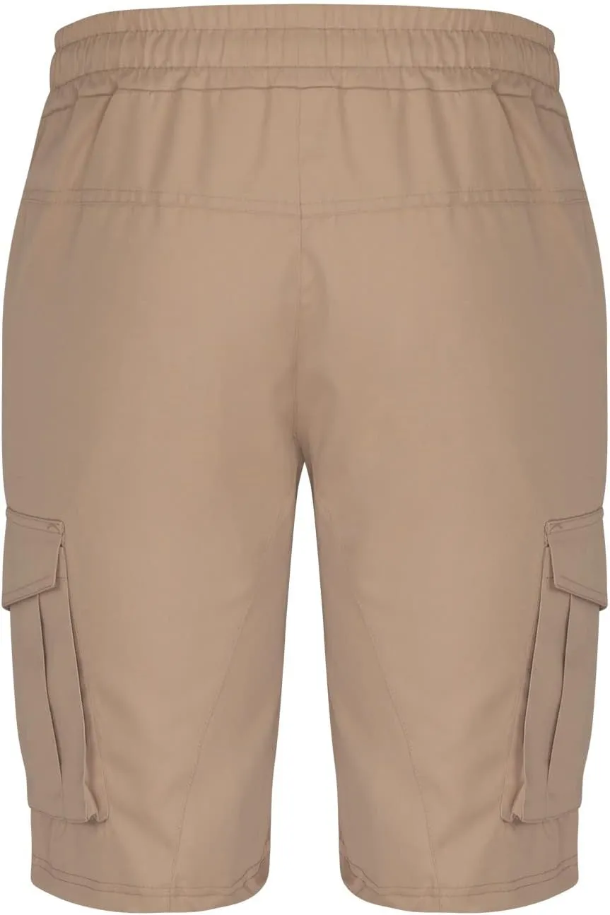 Mens Shorts Cargo Twill Cotton Shorts Relaxed Fit Men Running Hiking Shorts Casual Shorts Elastic Waist Multic-Pocket