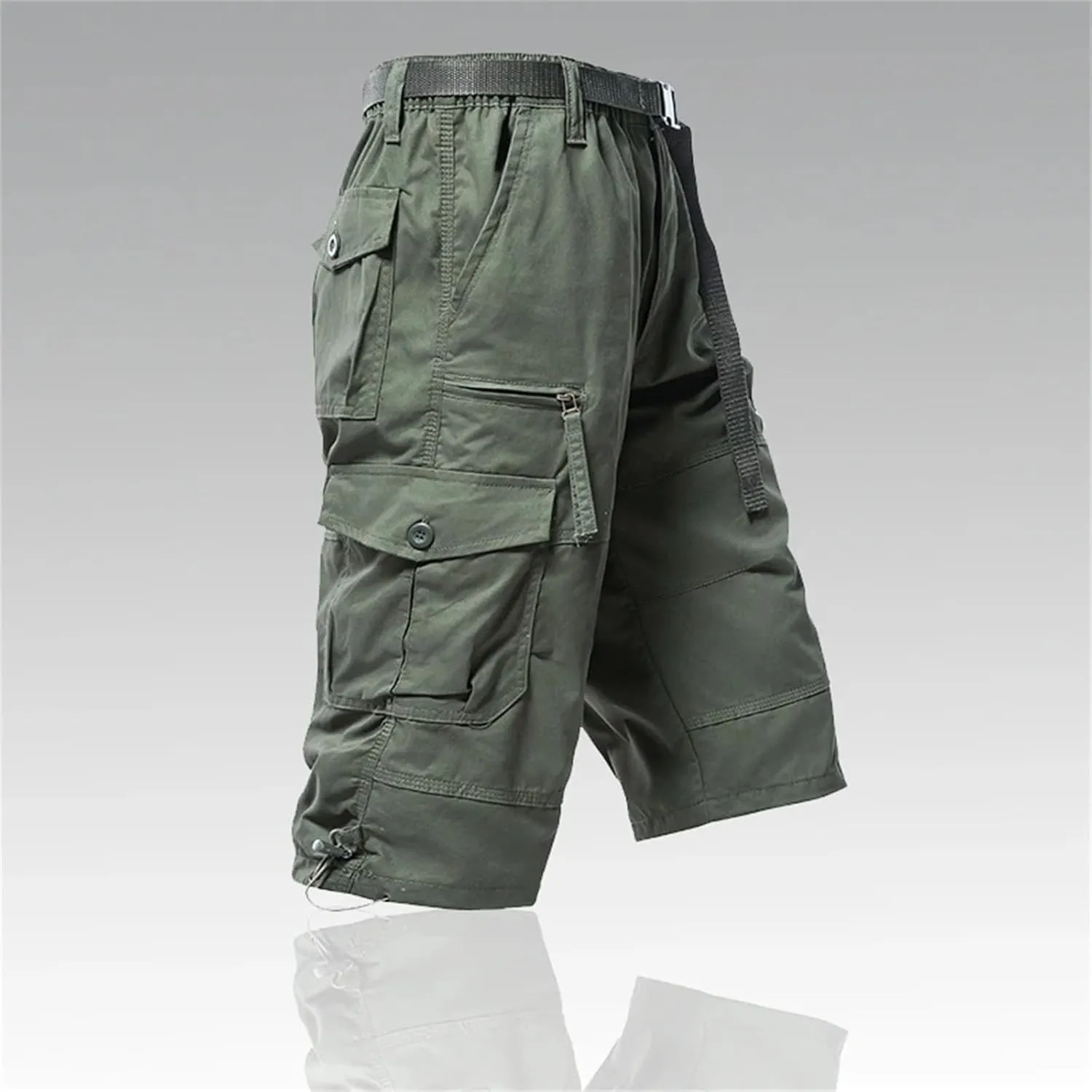 Men's Solid Cargo Shorts Joggers Quick Dry Casual Relaxed Fit Straight Long Shorts