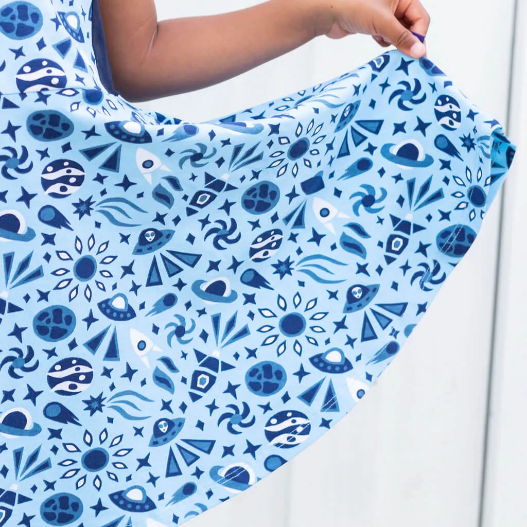 "Awesome Saucers" Aliens & Space Skater Play Dress with Pockets