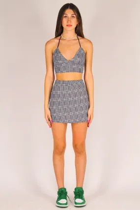 Skirt - Stretchy Grey Plaid