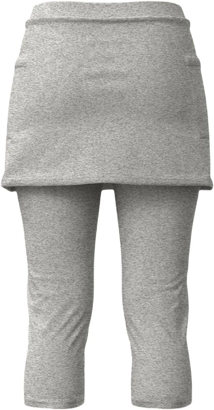 Skirted Leggings for Women Summer Capris Gym Workout Yoga Legging with Skirts Stretchy Tennis Golf Pickleball Skorts