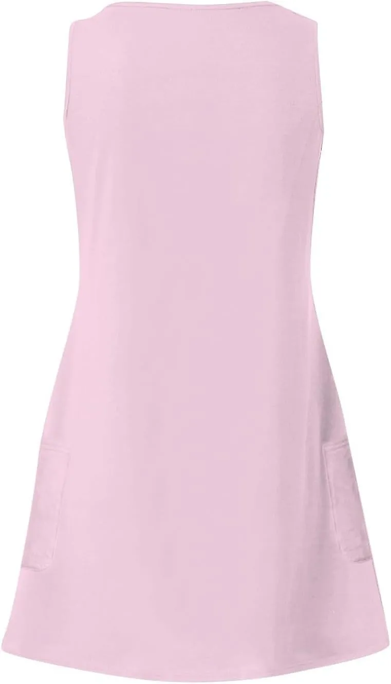Sleeveless Summer Dresses for Women Aline Mini Dress Casual Dress Solid Color Swing Dress Vacation Beach Dress