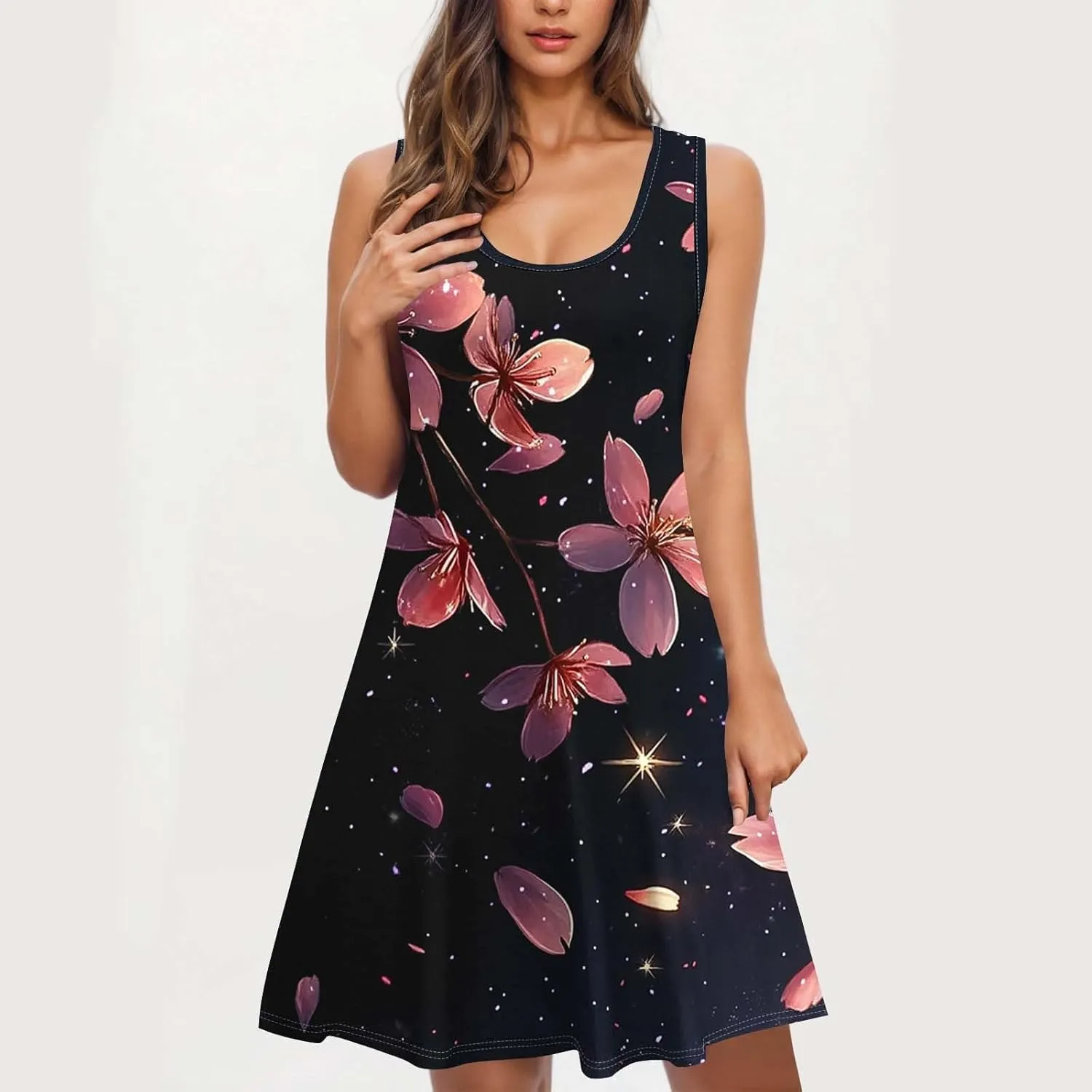 Sleeveless Women's Summer Dresses Swing Dress Aline Mini Dress Floral Printed Casual Dress Vacation Beach Dress
