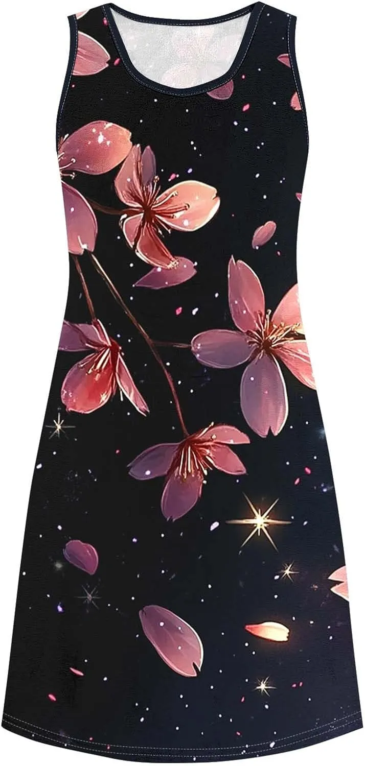 Sleeveless Women's Summer Dresses Swing Dress Aline Mini Dress Floral Printed Casual Dress Vacation Beach Dress