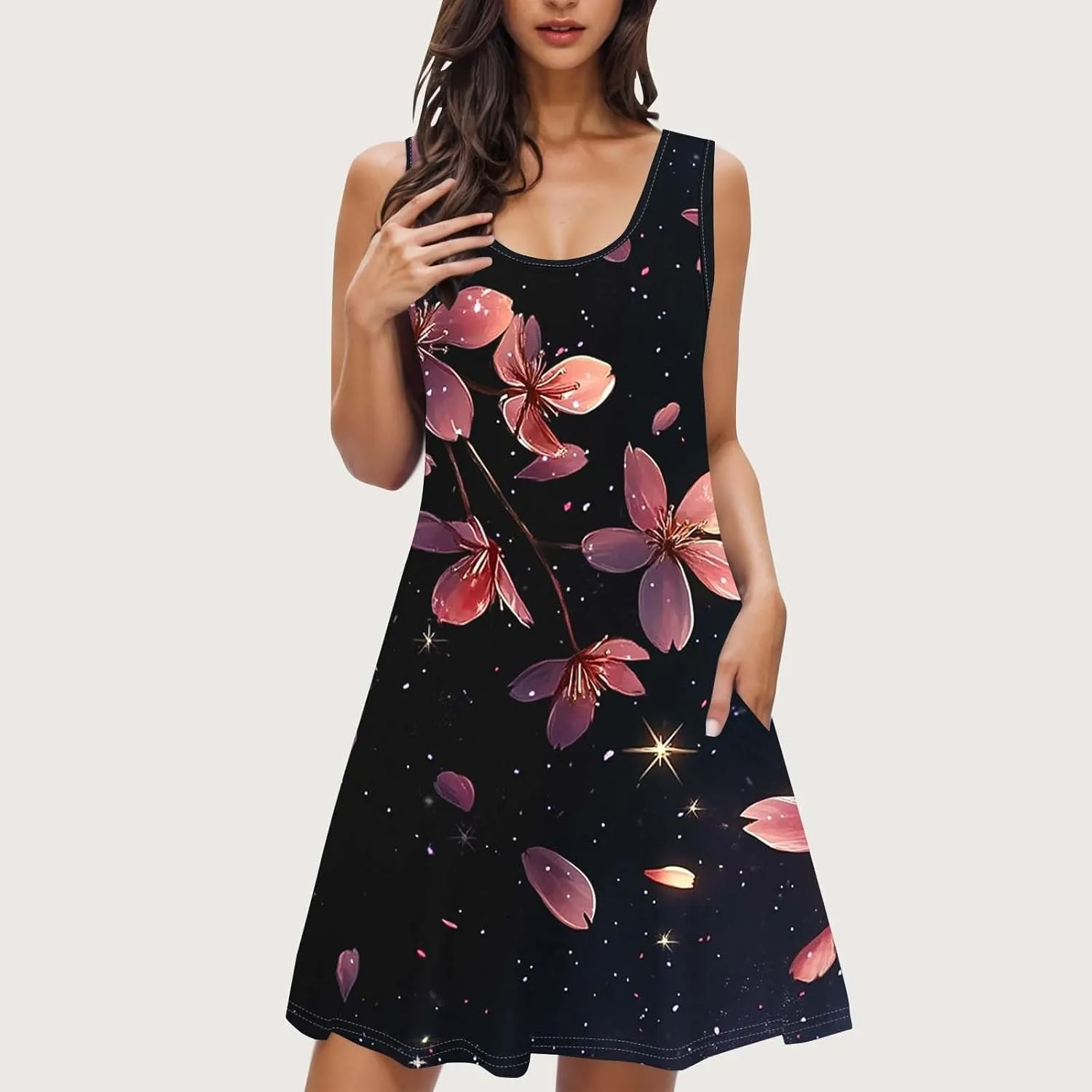 Sleeveless Women's Summer Dresses Swing Dress Aline Mini Dress Floral Printed Casual Dress Vacation Beach Dress