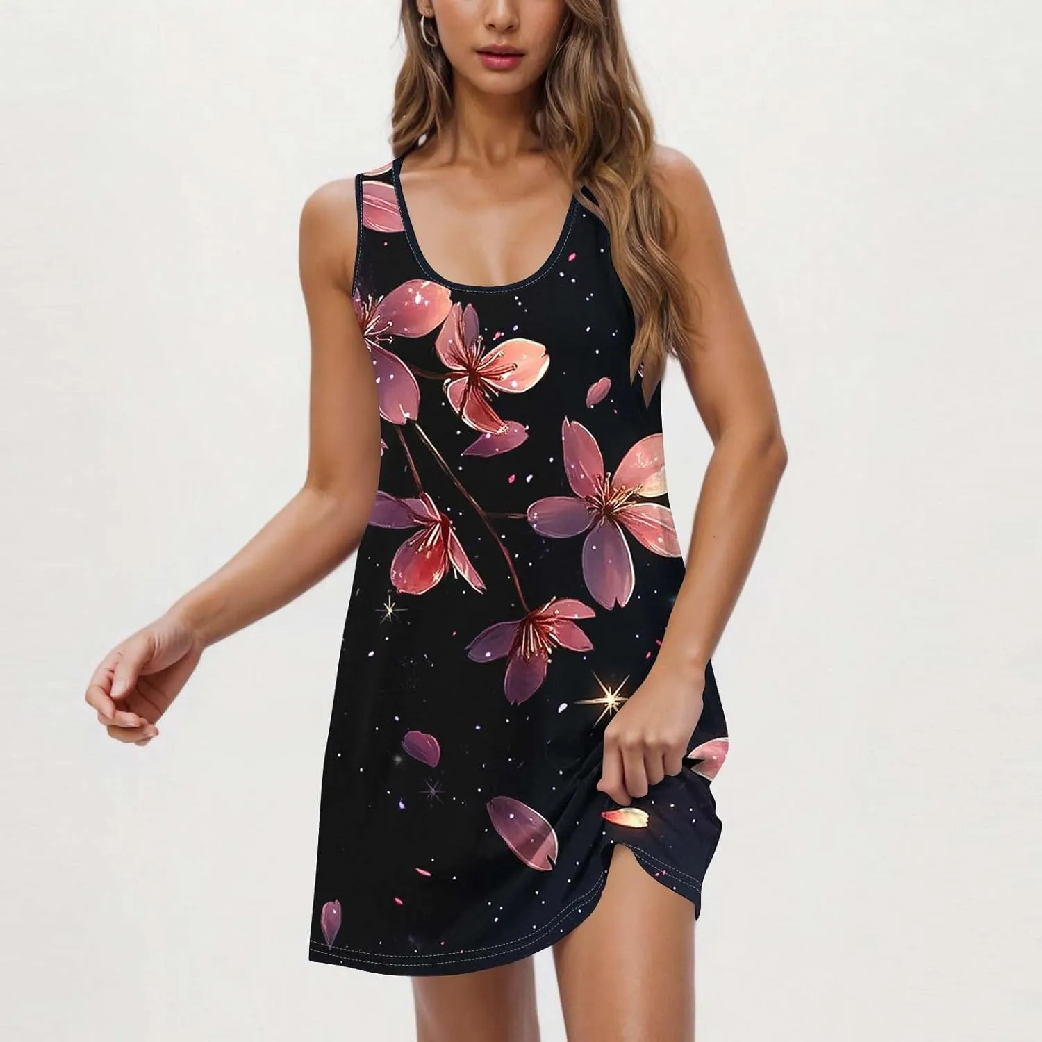 Sleeveless Women's Summer Dresses Swing Dress Aline Mini Dress Floral Printed Casual Dress Vacation Beach Dress