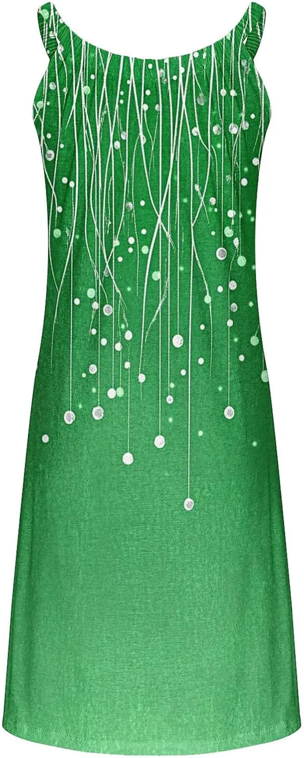 Sleeveless Womens Summer Dresses Swing Dress Aline Mini Dress Patterned Vacation Beach Dress Casual Dress
