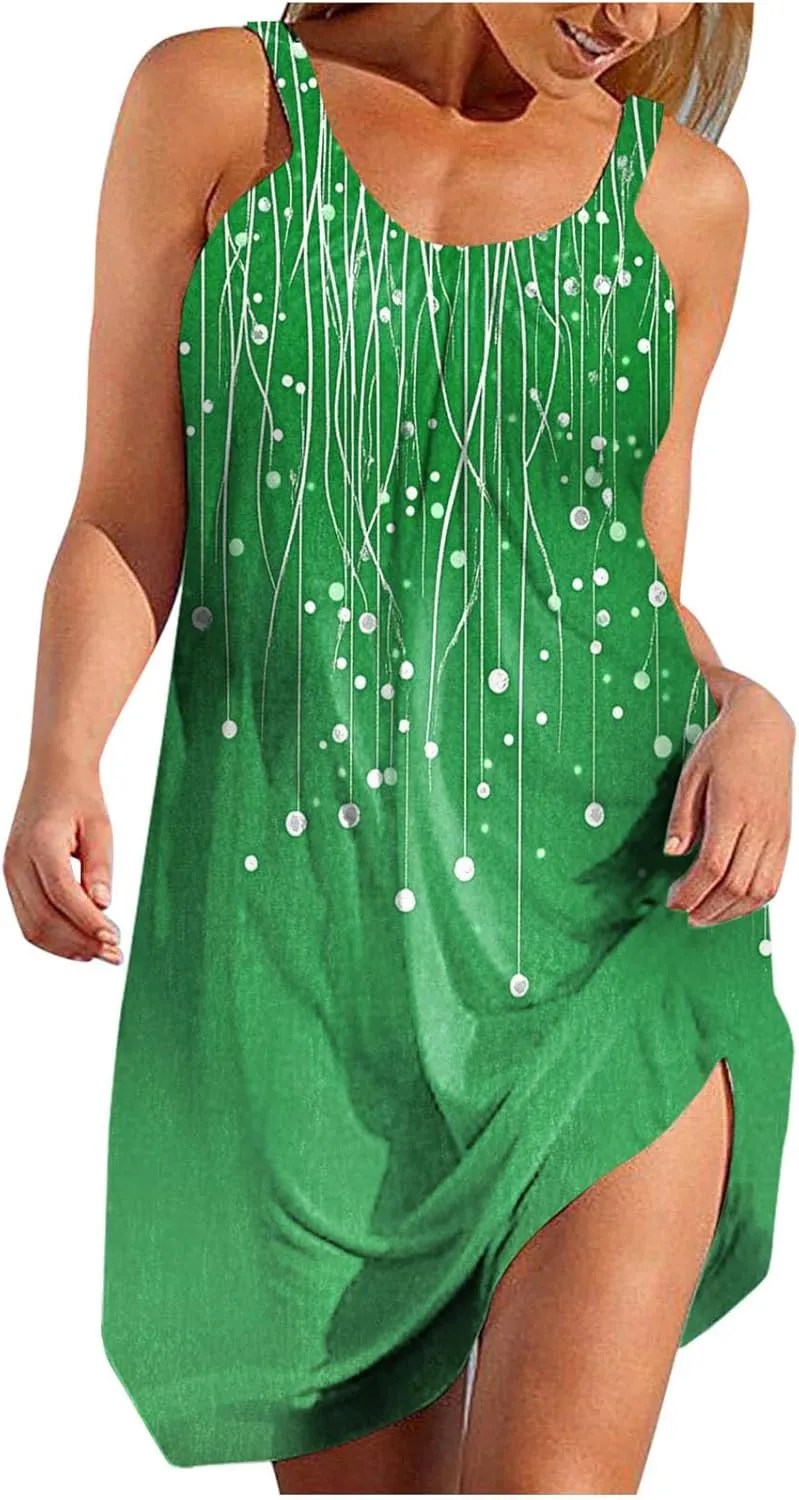 Sleeveless Womens Summer Dresses Swing Dress Aline Mini Dress Patterned Vacation Beach Dress Casual Dress