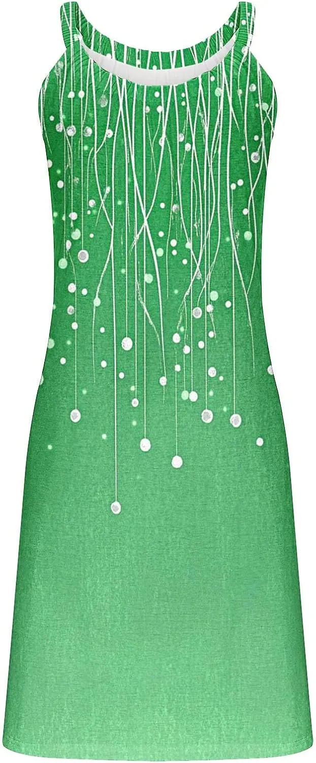 Sleeveless Womens Summer Dresses Swing Dress Aline Mini Dress Patterned Vacation Beach Dress Casual Dress